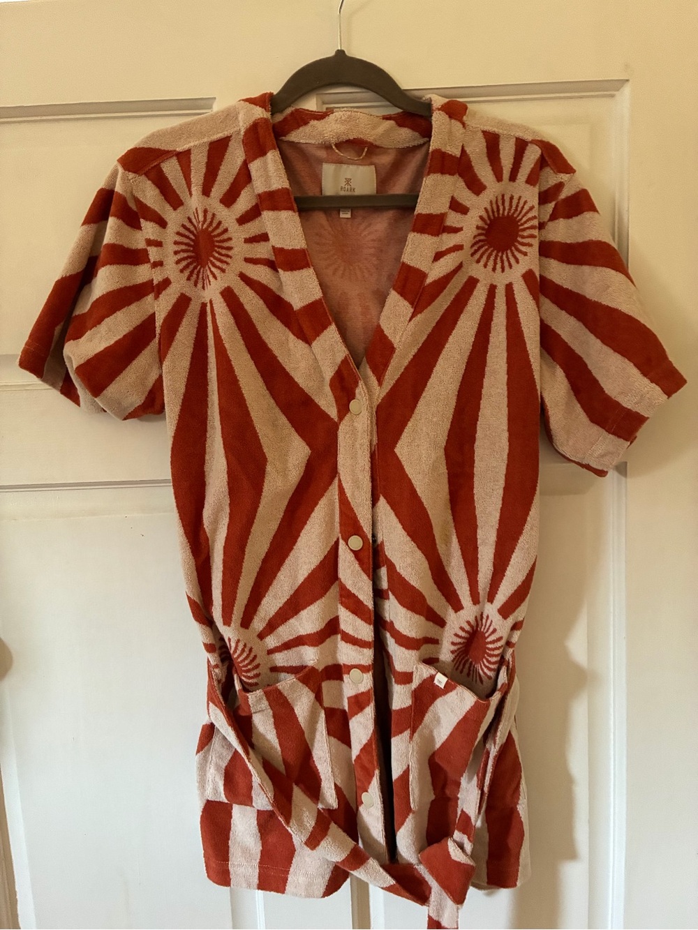 Roark Orange and Cream Terry Sunburst Shirt/Robe